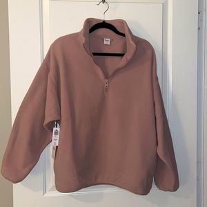 Aritzia TNA, fleece quarter zip, polar. New with tags, color is called Mauvedust